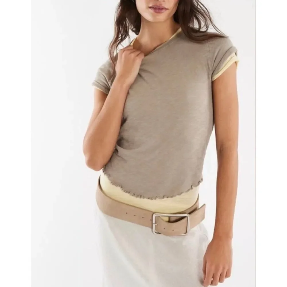 Free People X We The Free Be My Baby Tee shirt in tropical nut womens M NEW